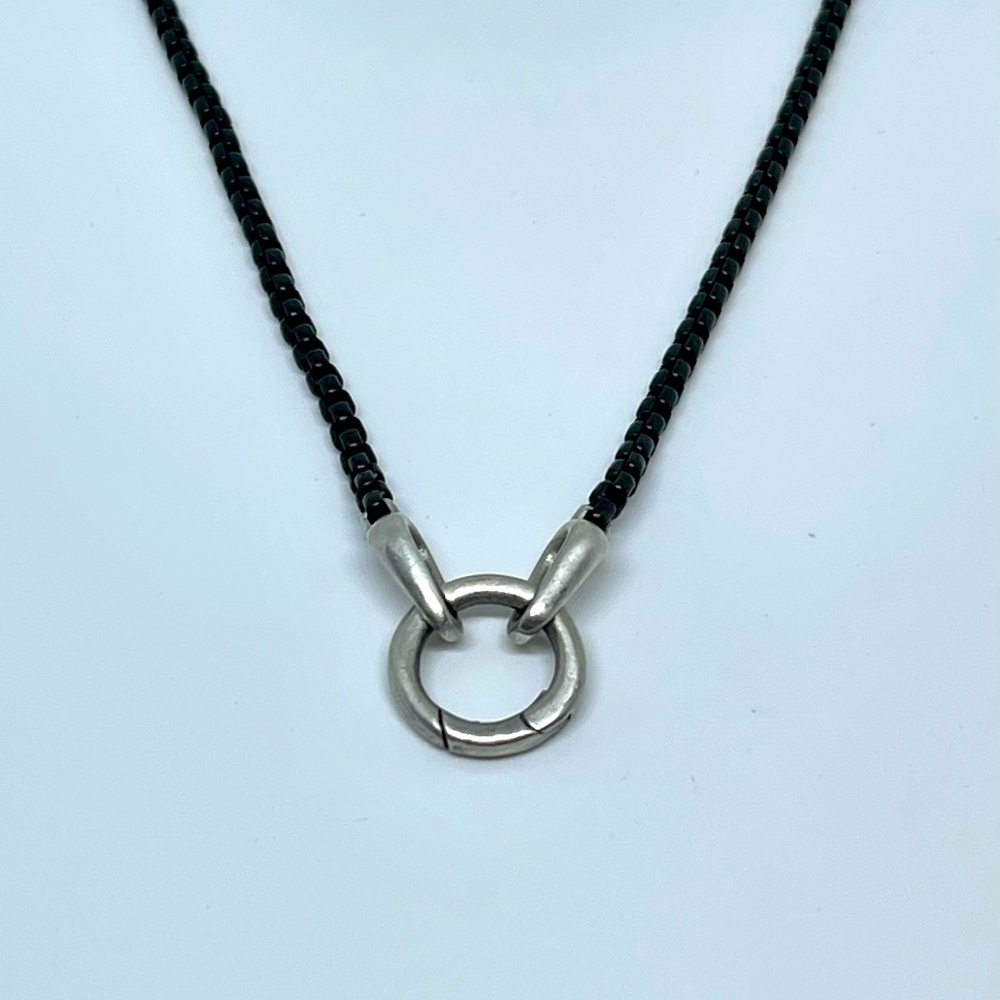 David Yurman Black And Silver-Tone Smooth Amulet Box Chain Necklace